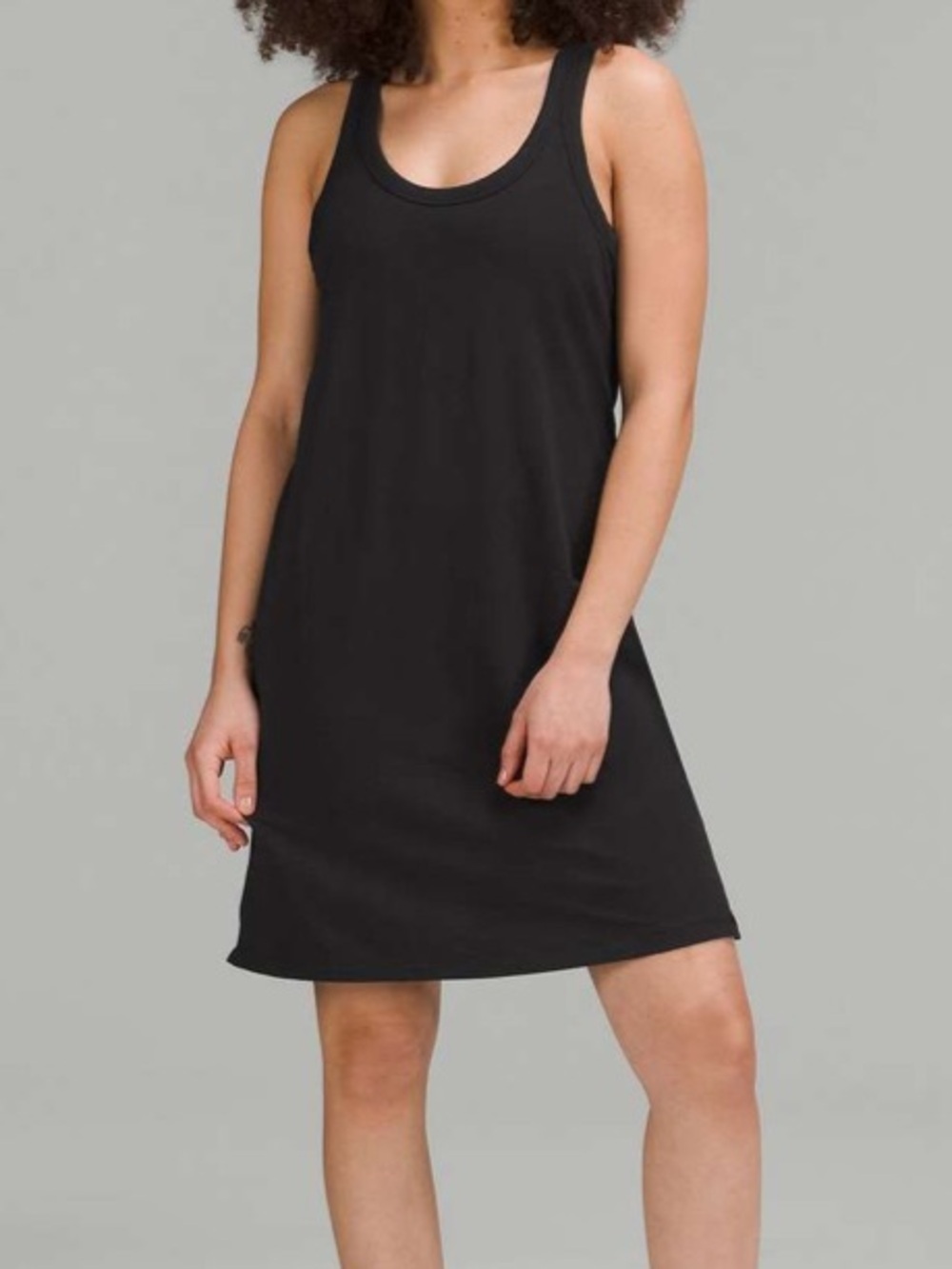 Lululemon Classic-Fit Cotton-Blend Black Scoop Dress